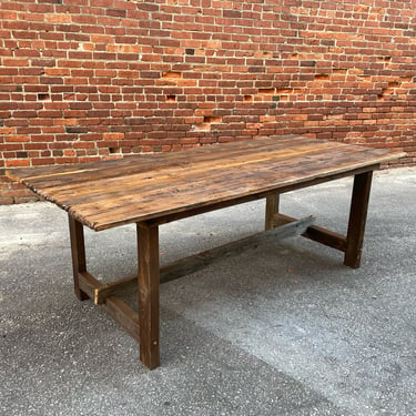 Custom French Farmhouse Dining Table of Reclaimed Antique Barn Wood 