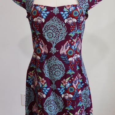 Handmade Exotic Print A-Line Floral Dress Purple & Blue Size Small/Medium New? Artistic Dress 