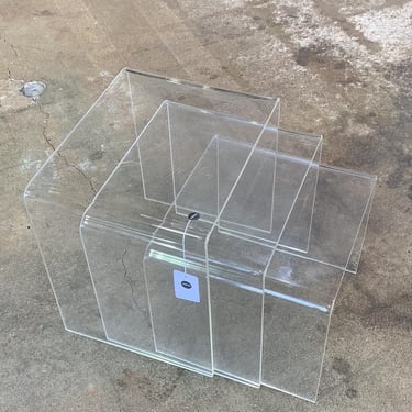 MCM Clear Transparent Acrylic Lucite Nesting Tables 