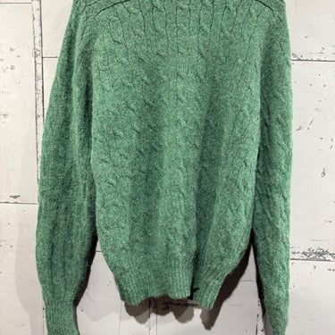 Vintage Green Polo Ralph Lauren Sweater Pull Over soft cozy wool alpaca sweater Preppy style Large 