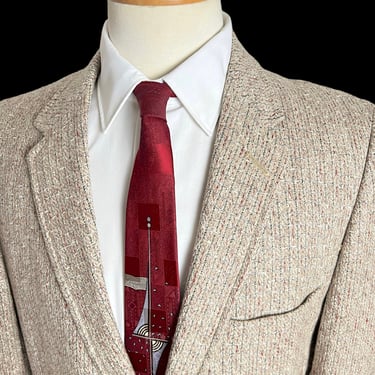 Vintage 1950s ATOMIC FLECK Wool Rockabilly Sport Coat ~ size 40 S ~ blazer / jacket ~ Donegal Tweed ~ Elvis ~ VLV ~ Robert Hall 