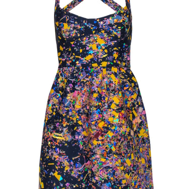 Cynthia Rowley - Navy Confetti Print Bustier A-Line Dress Sz 0