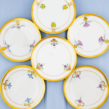 Antique Handpainted Dessert Plates Set of 6