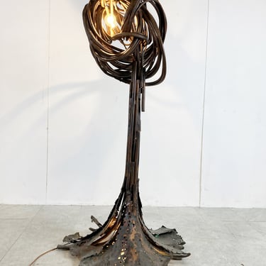 Sculptural brutalist copper floor lamp, 1970s by Jean Claeys - copper floor lamp - vintage floor lamp - art floor lamp 