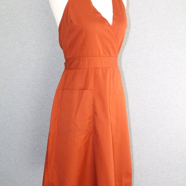 1970s - Rust - Wrap Dress - Halter Dress - by Fashion World - Marked size M 