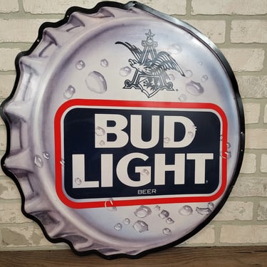 Vintage Bud Light Metal/Aluminum Beer Cap Beer Sign 