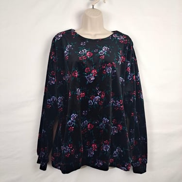 Vintage 90s Velvet Floral Sweatshirt 