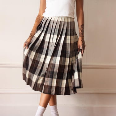 1960s Reversible Tartan Plaid Knife Pleated Skirt 