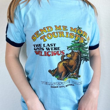 Vintage Yellowstone National Park Bear T Shirt / 90s Ringer Tee Shirt 