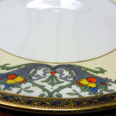 Noritake Cake Plate Open Handle~ Antique Art Deco Hand Painted Platter~ Gold Trim Fruit Cornucopia Thanksgiving Dessert Plates 