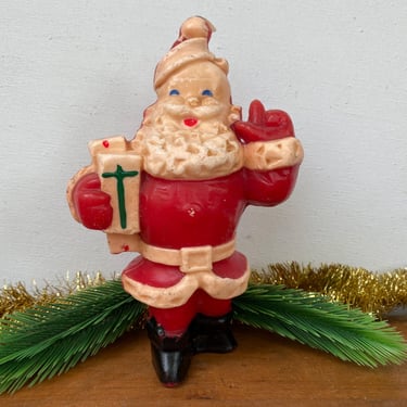 Vintage Santa Gurley Candle, Christmas Decor, Large Size, Santa Claus Candle, No Label 