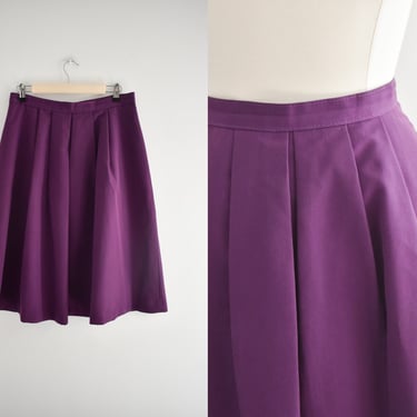 1980s Purple Pleated Midi Skirt 