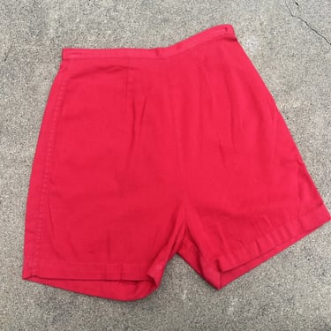 Vintage 1940s 1950s Red Cotton Shorts Sportswear Separates Catalina High Waisted