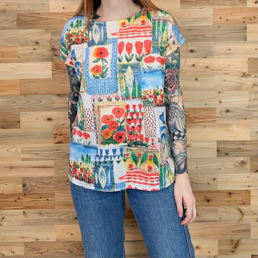 Colorful Painting Art Print Lightweight Summer Blouse 