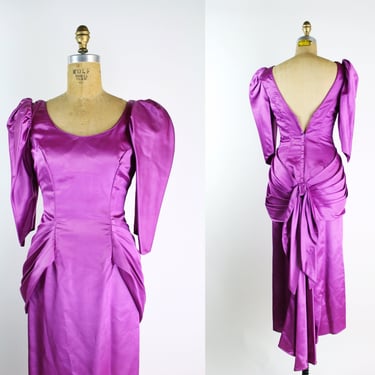 80s Purple Party Dress / Vintage Cocktail  Dress / 1980s / Prom Dress /  / Size XXS/XS 