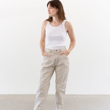 Vintage Lee 26 High Waist Cream Denim Pants | Painter Cotton Tapered Trouser | Lee Jeans 