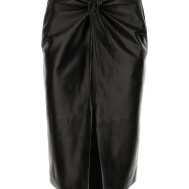 Saint Laurent Woman Black Leather Skirt
