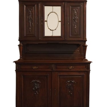 VINTAGE Antique English Walnut Gothic Jacobean Style 51" Huntboard / Cupboard 