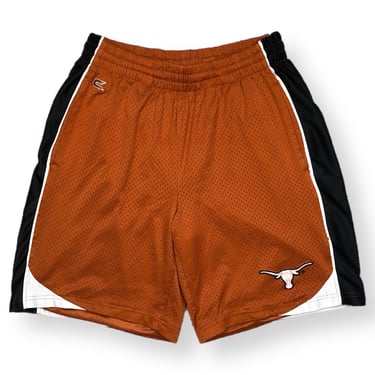 Vintage 90s/Y2K Colosseum University of Texas Longhorns Orange & Black Embroidered Mesh Gym/Basketball Shorts Size Medium 