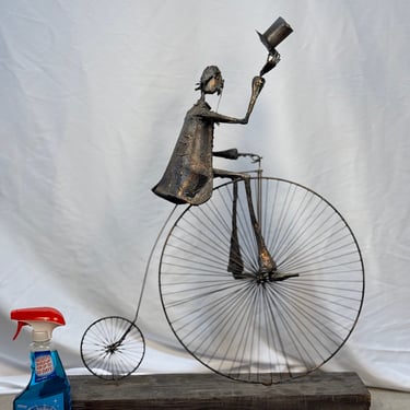 Bicycle Cyclist folk art sculpture by AG Cap
