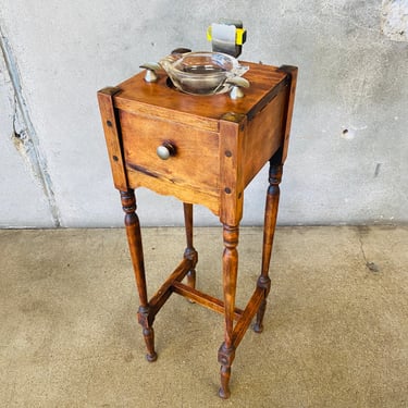 Antique Smoking Stand With Matchbox Holder, Rests, & Drawer