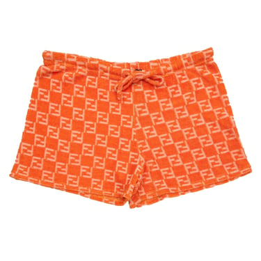 Fendi Orange Terry Logo Shorts