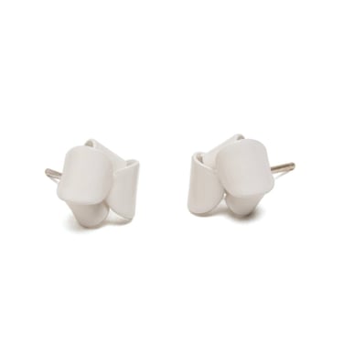 Asymmetrical Folded Studs - Tiny,  White