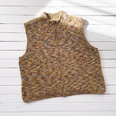 wool sweater vest y2k vintage Talbot's orange yellow sleeveless sweater 