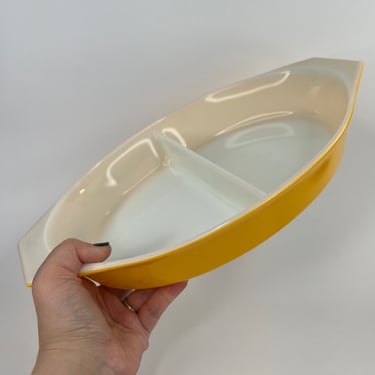 Yellow Pyrex Divided Casserole Dish, 1.5 qt - Kitchenware for Your Cooking Needs - No Lid 