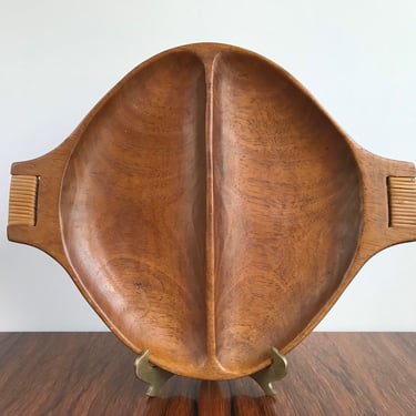 Taverneau Collection Hand Carved Divided Wooden Tray by Arthur Umanoff - Distributed by Raymor 