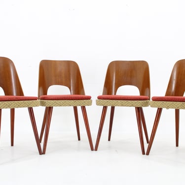 1960s Oswald Haerdtl ,Set of 4 Dining Chairs by TON,Czechoslovakia / Vintage Chair / Brown Colour / Mid-Century / 