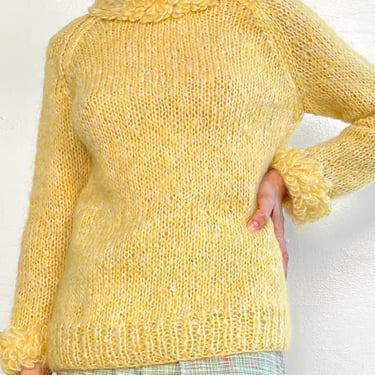 Daffodil Fringed Mohair Sweater (M)
