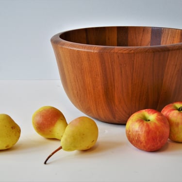 Staved Teak Danish Modern wooden Bowl by Dansk - XL Extra Large 14" 