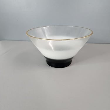 Large Blendo Frosted White Black Serving Bowl 