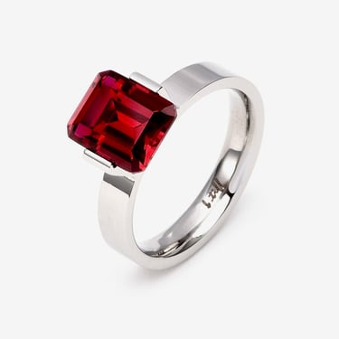 B.Tiff - 3 ct. Emerald Cut Ring - Red