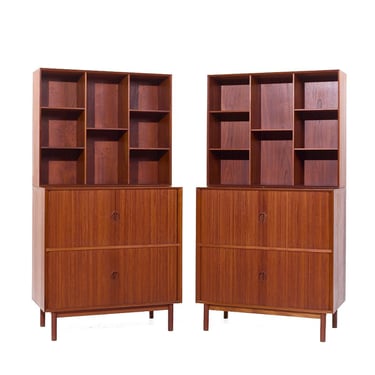 Peter Hvidt & Orla Mølgaard-Nielsen for Søborg Danish Teak Credenza and Hutch - Pair - mcm 