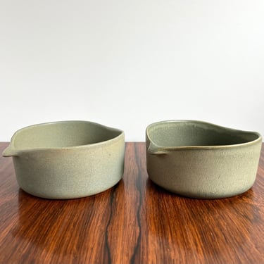 Pair of Bennington Potters Lugged Bowls #1641 in Green by Yusuke Aida and David Gil 