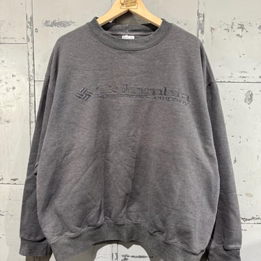 Vintage Columbia Crewneck Sweatshirt Sportswear Embroidered Crewneck Gray Tonal Sweater 