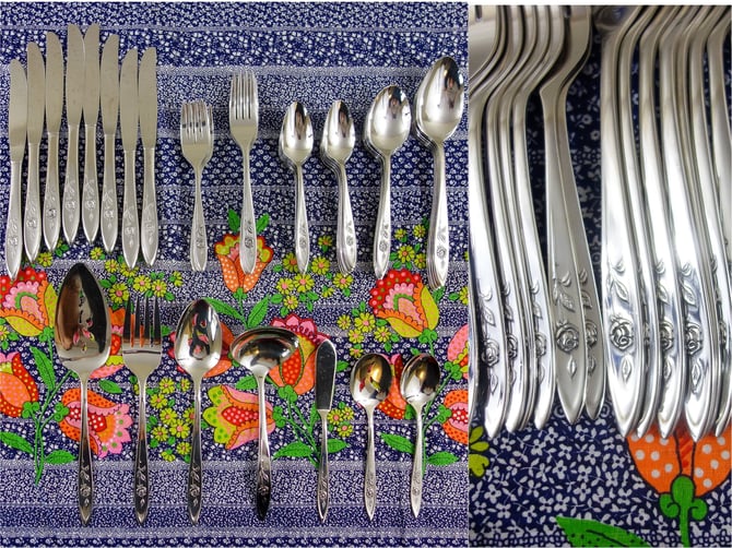 61 Pc online Oneida Rogers Flatware Set Formal Dining Vintage