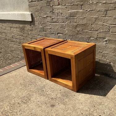 Pair of Modern Rattan Cubes