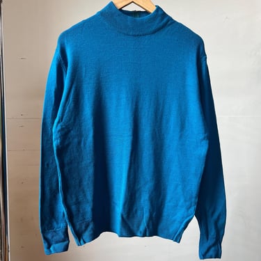 Med, Vintage 1980s Deadstock Blue Pendleton Sweater, Turtle Neck, Wool, P 