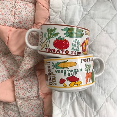 Set of 2 Vintage Stacking Soup Mugs 