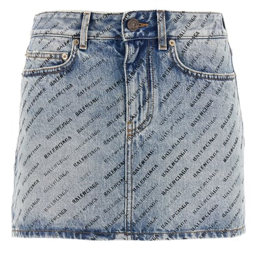 Balenciaga Women Logo Denim Skirt