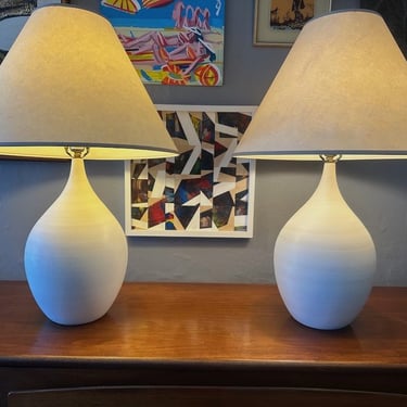 Handcrafted Pair of Ceramic Table Lamps by G. Scatchard