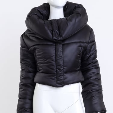 Shawl Collar Cropped Puffer Jacket