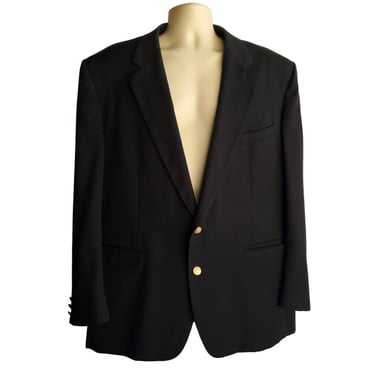 Vintage Mens 46L Wideman's Aquascutum LTD Navy 2 Button Wool Dress Jacket Blazer 