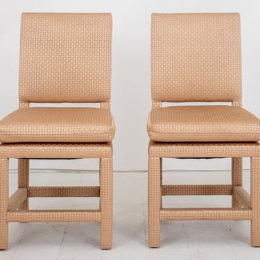 Milo Baughman Attr Upholstered Parsons Side Chairs