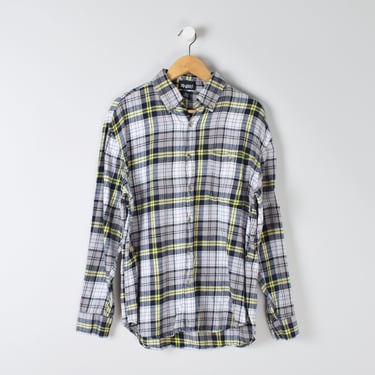 90s Grey & Yellow Flannel Shirt - gray, hiking, skater - Men's M 