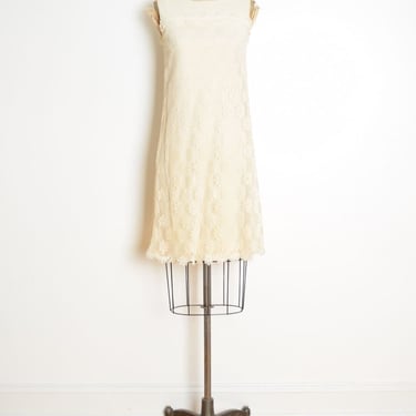 vintage 60s dress cream crochet lace crepe babydoll mod kinderwhore dolly sun dress XS clothing 