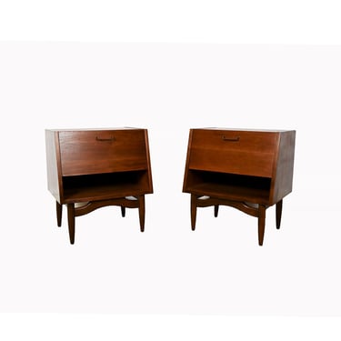 Walnut Nightstands American of Martinsville Mid Century Modern 